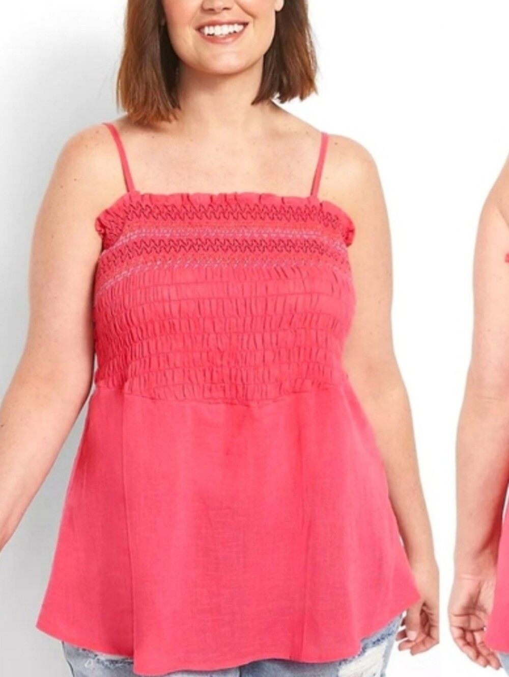 New Lane Bryant Smocked Fit N Flare Cotton Top In Pink Size Woman's 20W (2X)